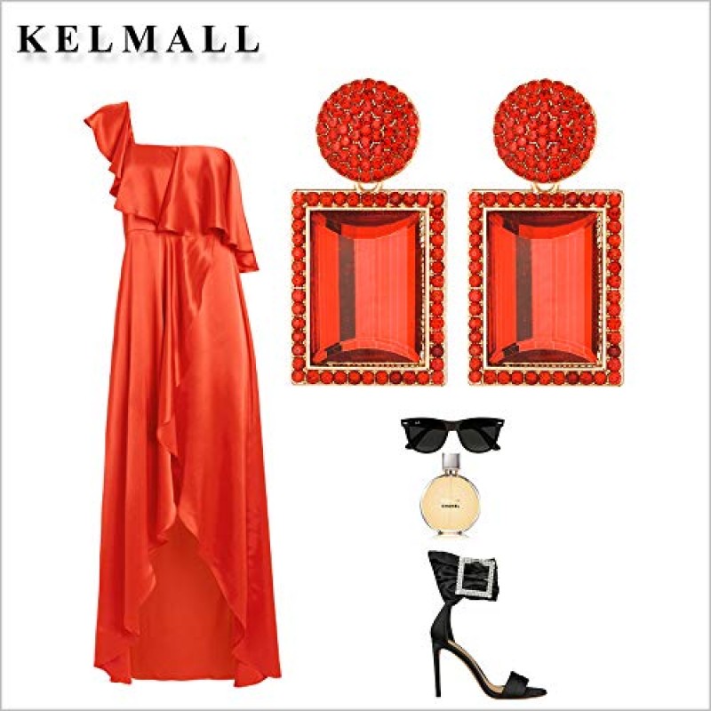 KELMALL 여성용 기하학 투명 수지 진술 귀걸이 과장된 빈티지 불규칙한 드롭 매달려 귀걸이