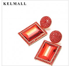 KELMALL 여성용 기하학 투명 수지 진술 귀걸이 과장된 빈티지 불규칙한 드롭 매달려 귀걸이