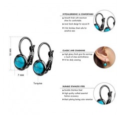 555Jewelry 여성용 스테인레스 스틸 스톤 컷 클래식 레버백 결과 귀걸이