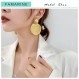 FAMARINE 빅 디스크 드롭 귀걸이 골드 댕글 귀걸이 라운드 해머 귀걸이 여성