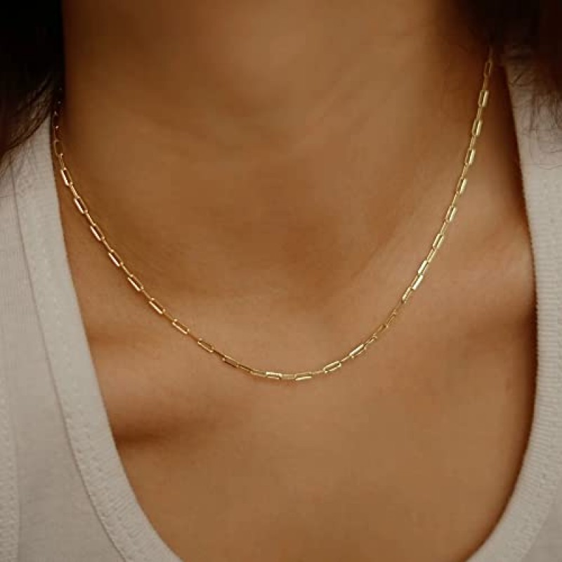 OCCHOH 14K 골드 2.5/3/4/5mm 925 스털링 실버 걸쇠 클립 체인 목걸이 여성용 골드 체인 16, 18, 20, 22, 24, 26, 30 인치