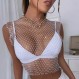 Fstrend 메쉬 크리스탈 바디 체인 반짝 이는 라인 석 fishnet 자르기 탑 탱크 탑을 통해 볼 비키니 나이트 클럽 레이브 페스티벌 액세서리 여성과 소녀를위한 보석