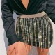 Reetan Boho 크리스탈 밸리 바디 체인 술 허리 체인 스파클링 바디 체인 스커트 여성과 소녀를위한 레이브 바디 쥬얼리 액세서리 (골드)