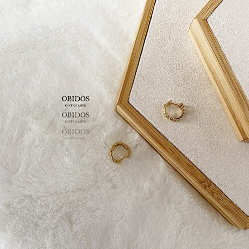 Obidos 14K 골드 도금 트리플 허기 일루젼 스터드 귀걸이 | 한 구멍용 더블 허기 후프 귀걸이 | 여성용 골드 후프 귀걸이