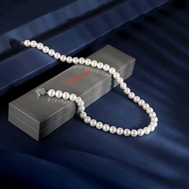 화이트 진주 목걸이 스터드 세트: 8mm/10mm 우아한 화이트 진주 스탠드 스터드 귀걸이 신부 들러리를 위한 고상한 실버 걸쇠가 있는 웨딩 주얼리 - 소녀 어머니 여성을 위한 유행의 단순한 고상한 웨딩 패션 댄스 파티 액세서리