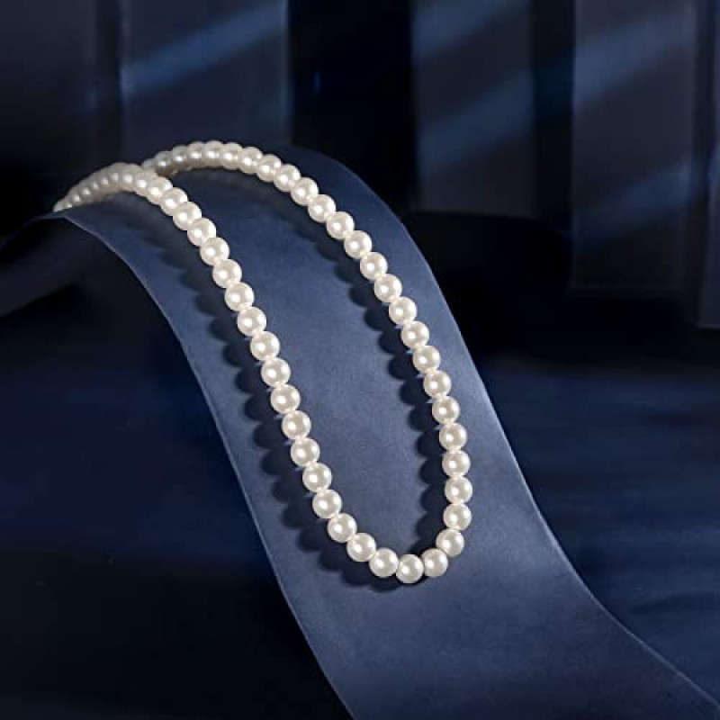 화이트 진주 목걸이 스터드 세트: 8mm/10mm 우아한 화이트 진주 스탠드 스터드 귀걸이 신부 들러리를 위한 고상한 실버 걸쇠가 있는 웨딩 주얼리 - 소녀 어머니 여성을 위한 유행의 단순한 고상한 웨딩 패션 댄스 파티 액세서리