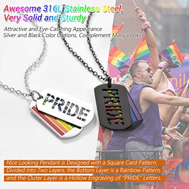 PROSTEEL 게이 프라이드 Lgbtq 물건, 무지개 목걸이, Lgbt 귀걸이, 프라이드 월 액세서리, 남성 여성용 프라이드 쥬얼리, 선물 상자 제공