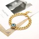 LOVE BEAR 쿠바 링크 체인 팔찌, 이블 아이 참, 5A 큐빅 지르코니아, 18k 리얼 골드 충전, 남성과 여성을 위한 절묘한 보석