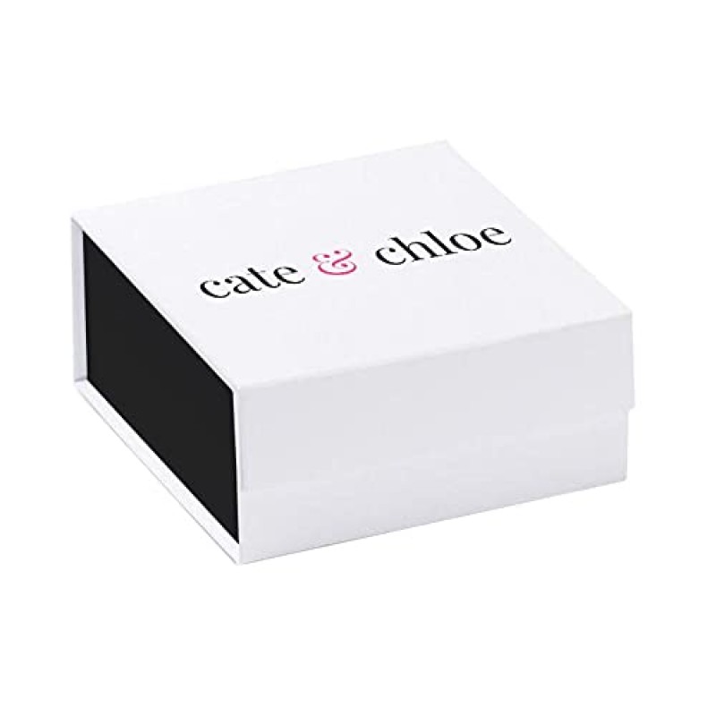 Cate & Chloe 여성용 18k 화이트 골드 도금 탄생석 목걸이, 여성용 실버 헤일로 목걸이, 라운드 컷 솔리테어 크리스털이 있는 화이트 골드 펜던트 목걸이, 여성용 패션 주얼리