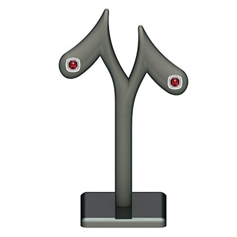 Belinda Jewelz 여성을 위한 탄생석 귀걸이 선물 실버 큐빅 지르코니아 보석 스터드 귀걸이 925 스털링 클래식 고급 보석 쿠션 컷 헤일로 5 mm 독특한 모양 보석 솔리테어 로듐 프롱 우아한 보라색 스톤 주얼리 액세서리