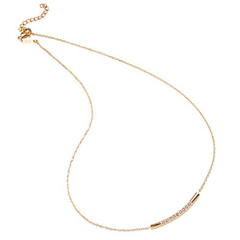 555Jewelry 여성용 스테인레스 스틸 클래식 바 큐빅 지르코니아 펜던트 목걸이