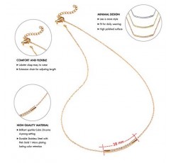 555Jewelry 여성용 스테인레스 스틸 클래식 바 큐빅 지르코니아 펜던트 목걸이