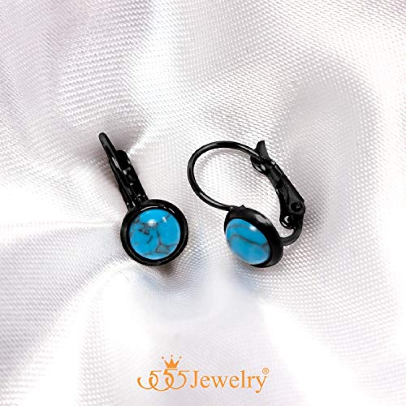 555Jewelry 여성용 스테인레스 스틸 스톤 컷 클래식 레버백 결과 귀걸이
