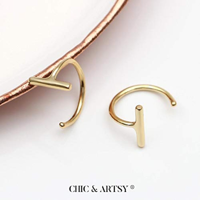 CHIC & ARTSY 하프 후프 귀걸이 925 스털링 실버 작은 허기 후프 귀걸이 공, 바, 별, 달, 하트, 십자가, 점, 삼각형 하프 후프 연골 피어싱 귀걸이 작은 후프 스터드 귀걸이 - 여성용 고광택 허그 후프 귀걸이