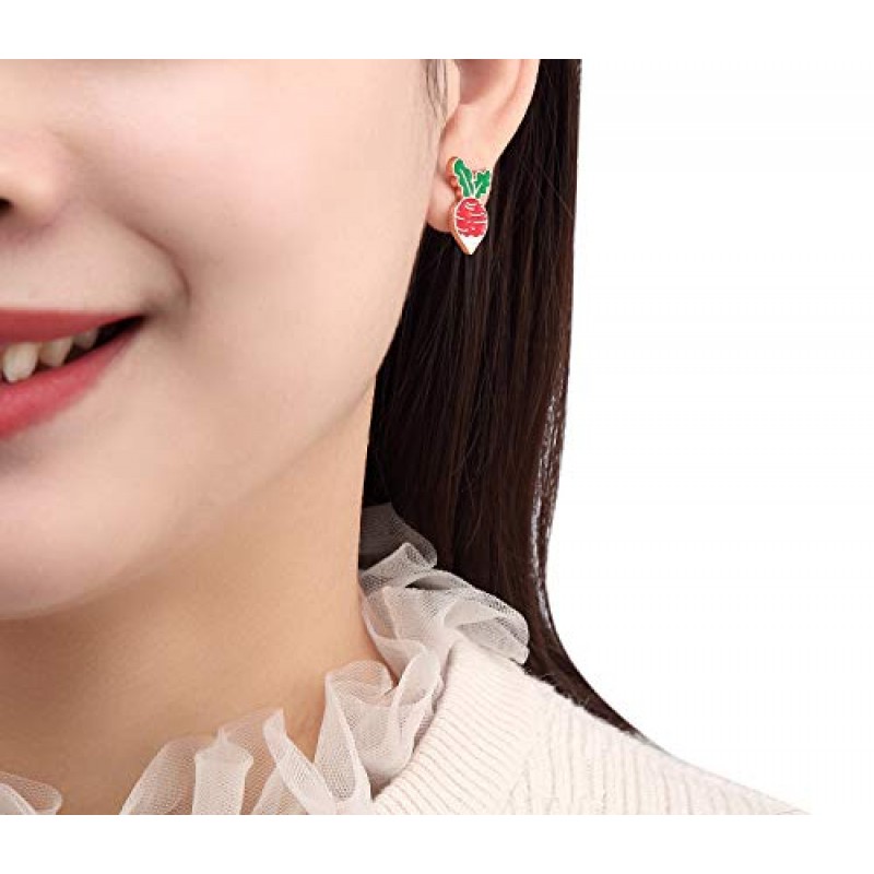 패션 귀여운 야채 과일 여성을위한 예쁜 무 귀걸이 여름 성명 쥬얼리-해변 휴가 및 파티에 적합