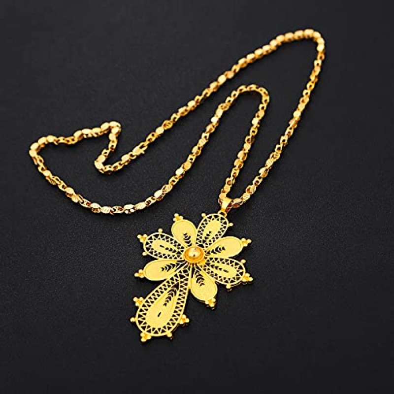 18K 골드 도금 에티오피아 크로스 펜던트