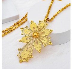 18K 골드 도금 에티오피아 크로스 펜던트