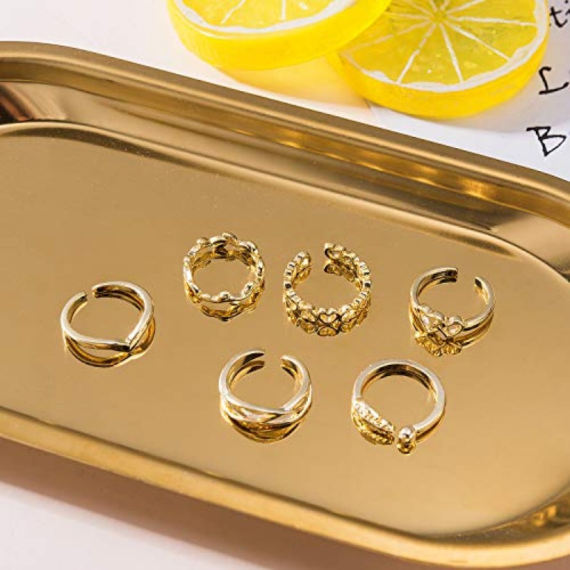 TOBENY 12PCS 14K 골드 도금 조정 가능한 발가락 반지 여성을위한 꽃 화살표 밴드 오픈 테일 링 여성 비치 발 쥬얼리 세트