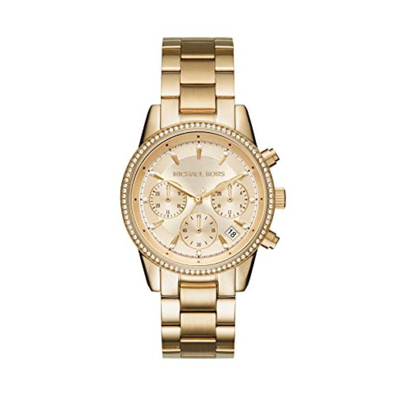 Michael Kors Ritz 여성용 시계, 스테인리스 스틸 및 파베 크리스탈 여성용 시계