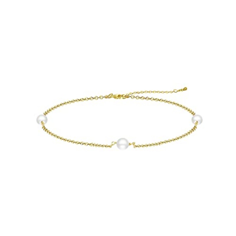 Sewyer Dainty 여성용 팔찌 14K 골드 도금 크로스 진주 CZ 리프 팔찌 세트 골드 레이어링 팔찌 매일 쥬얼리