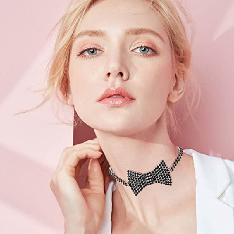 Sethain Boho 라인 석 초커 목걸이 실버 크리스탈 bowknot 목걸이 여성과 소녀를위한 파티 쥬얼리 액세서리