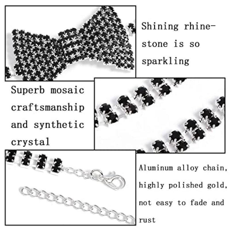 Sethain Boho 라인 석 초커 목걸이 실버 크리스탈 bowknot 목걸이 여성과 소녀를위한 파티 쥬얼리 액세서리