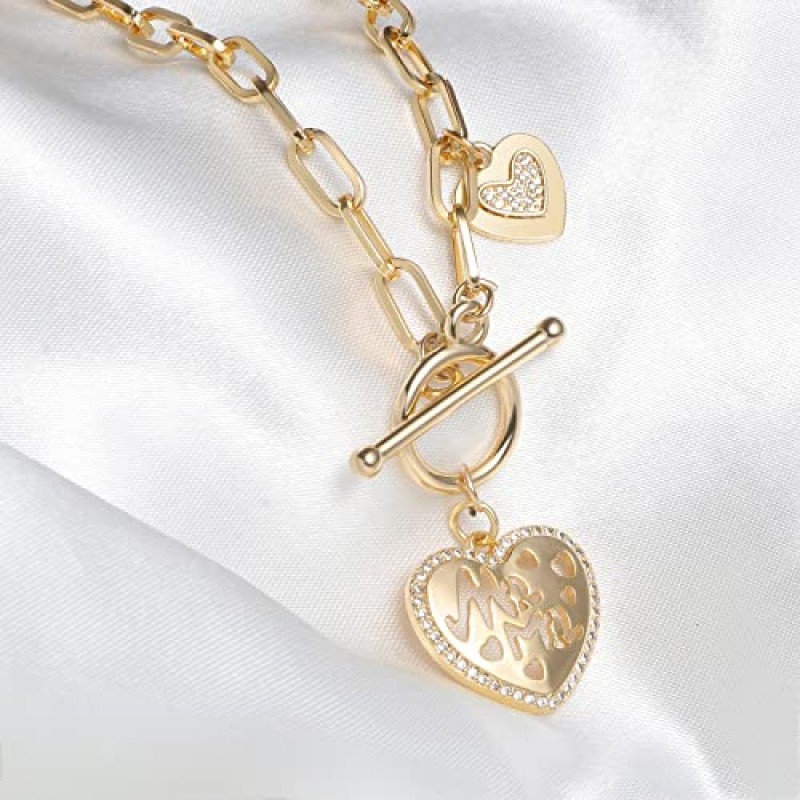DoreenBeads 18K 골드 도금 썬 문 스타 나침반 하트 잠금 펜던트 목걸이 토글 클립 체인 목걸이 여성용 저자 극성 보석 선물 여자