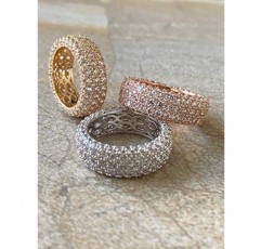 Barzel Womens Wide Eternity Ring 웨딩 밴드 18k 화이트 골드 또는 로즈 골드 도금 와이드 밴드 큐빅 지르코니아 영원의 밴드 반지
