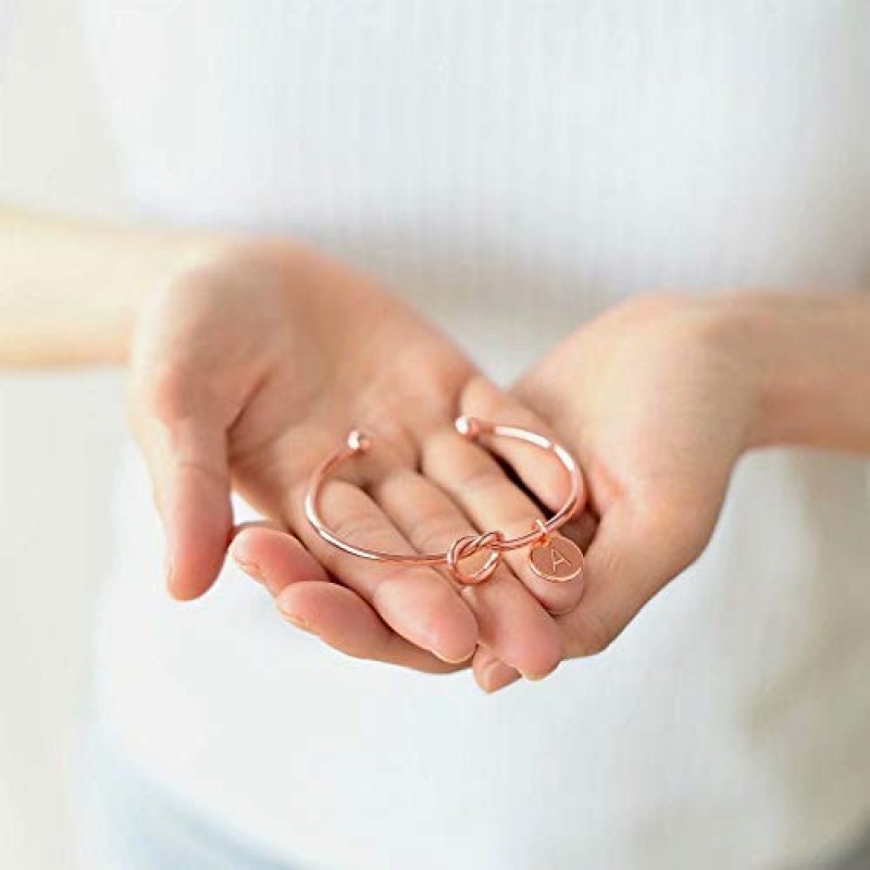 M 무함 신부 들러리 프로포즈 선물, 26개의 이니셜로 사랑 매듭 신부 들러리 팔찌 묶기 상자, 카드 포함 결혼식 신부 들러리 선물