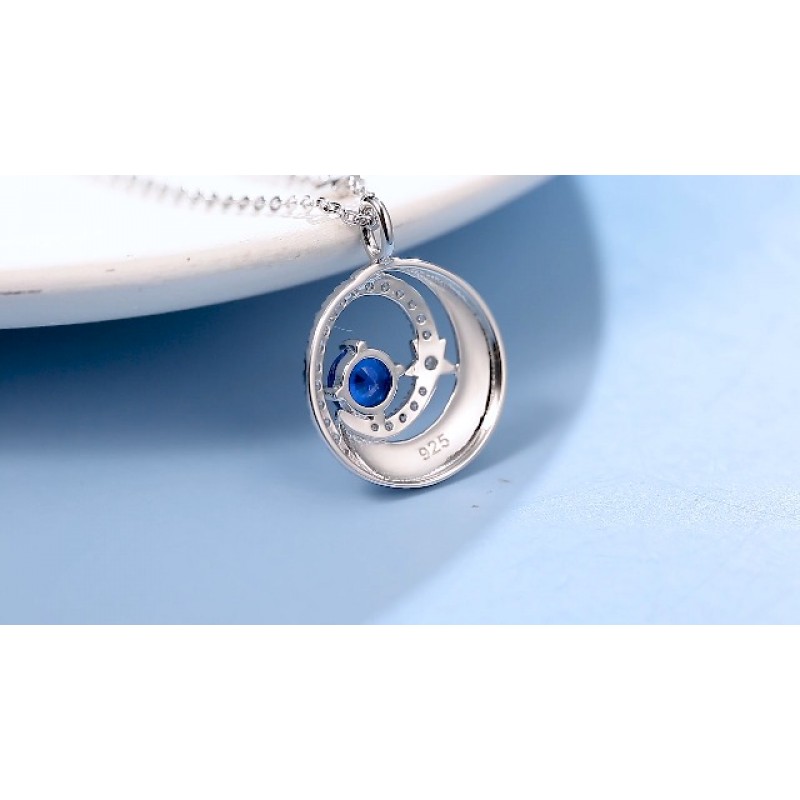 FANCIME 탄생석 목걸이 925 스털링 실버 달과 별 펜던트 파인 쥬얼리 여자를위한 생일 크리스마스 선물 엄마 아내 레이디 딸, 조절 가능한 체인 16 + 2