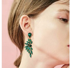 BriLove 여성 웨딩 신부 크리스탈 눈물방울 멀티 후작 클러스터 블링 댕글 귀걸이