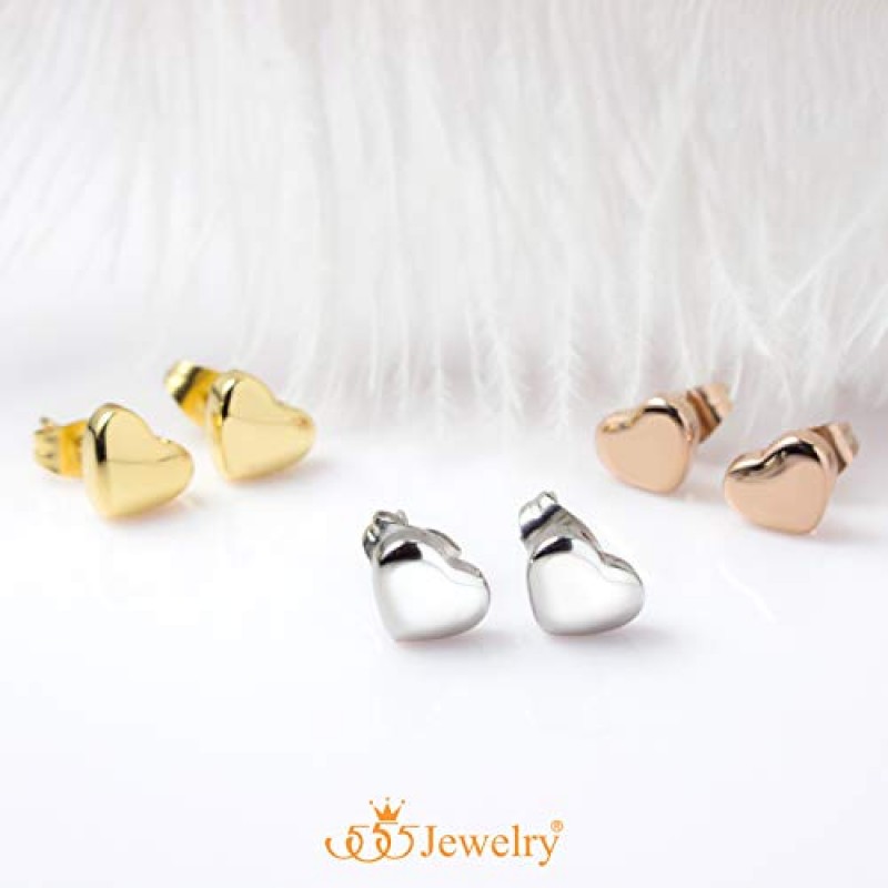 555Jewelry 여성용 스테인레스 스틸 뷰티 고상한 사랑 귀여운 하트 세련된 귀걸이