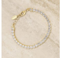Ettika 골드 팔찌, 18K 골드 도금 3mm 크리스탈 클래식 테니스 팔찌. 여성용 팔찌, 6인치 지젤 스파클 팔찌. 보석류