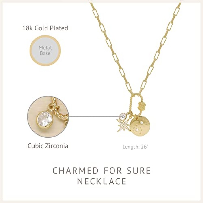 에티카 골드 목걸이. 보석, 골드 체인. 18k 골드 도금 목걸이. Charmed For Sure 펜던트 목걸이. 여성을 위한 생일 선물