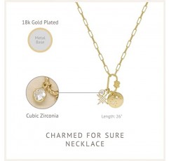 에티카 골드 목걸이. 보석, 골드 체인. 18k 골드 도금 목걸이. Charmed For Sure 펜던트 목걸이. 여성을 위한 생일 선물