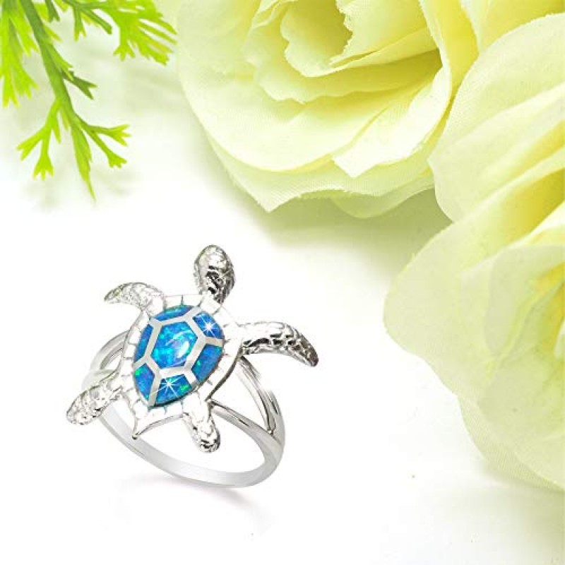 Belinda Jewelz 여성용 925 스털링 실버 우아한 바다거북 프리미엄 파인 링