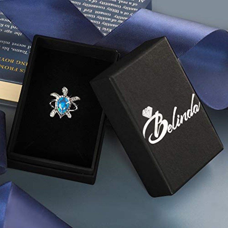 Belinda Jewelz 여성용 925 스털링 실버 우아한 바다거북 프리미엄 파인 링