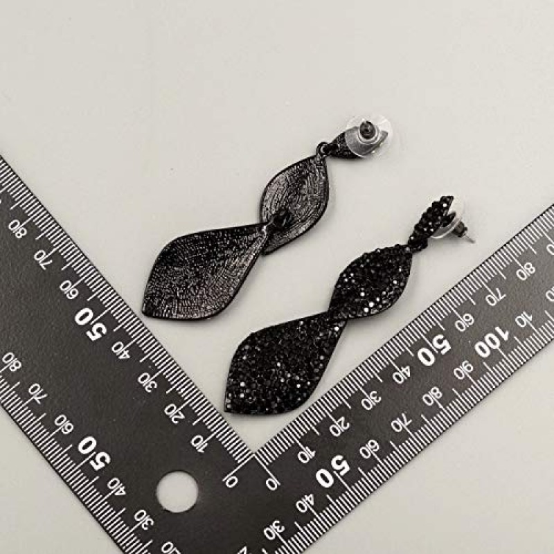 아이리스 아일랜드 여성 크리스탈 라인스톤 블랙 3 드롭 댕글 귀걸이 무도회 결혼식 파티