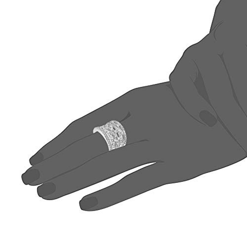 Delicin Jewelry 로듐 도금 큐빅 지르코니아 이터니티 밴드 칵테일 링