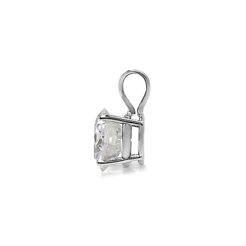 Adora Fine Jewelry Lab에서 제작한 Moissanite 라운드 컷 솔리테어 펜던트 목걸이 | 6-8mm| 0.75~2.0 CTW | D 컬러 | VVS1 선명도 | 펜던트만 또는 박스 링크 체인 포함 | 14K 솔리드 화이트 또는 옐로우 골드