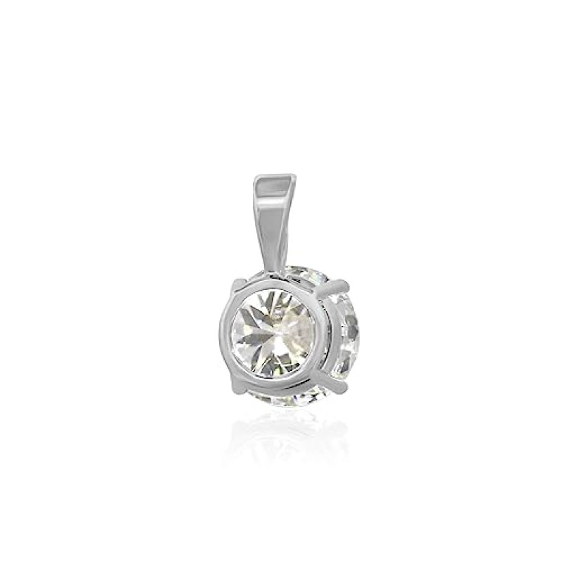 Adora Fine Jewelry Lab에서 제작한 Moissanite 라운드 컷 솔리테어 펜던트 목걸이 | 6-8mm| 0.75~2.0 CTW | D 컬러 | VVS1 선명도 | 펜던트만 또는 박스 링크 체인 포함 | 14K 솔리드 화이트 또는 옐로우 골드