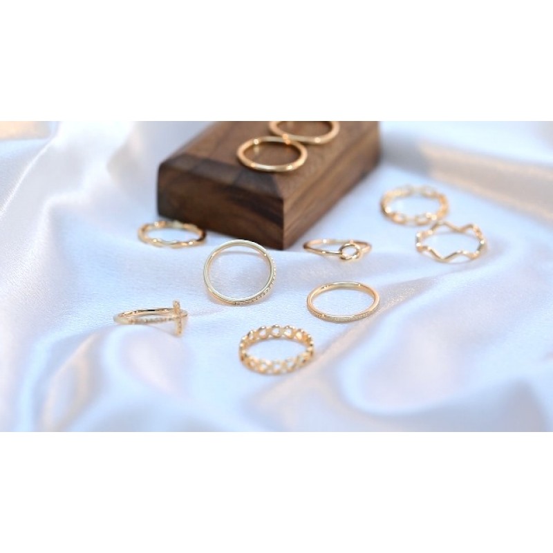 ZOERAY 10PCS 14K 골드 도금 스태킹 링 여성용 엄지 스태킹 너클 밴드 링 일반 트위스트 얇은 조인트 핑거 웨딩 골드 링 세트 10 대 소녀 사이즈 4 ~ 11