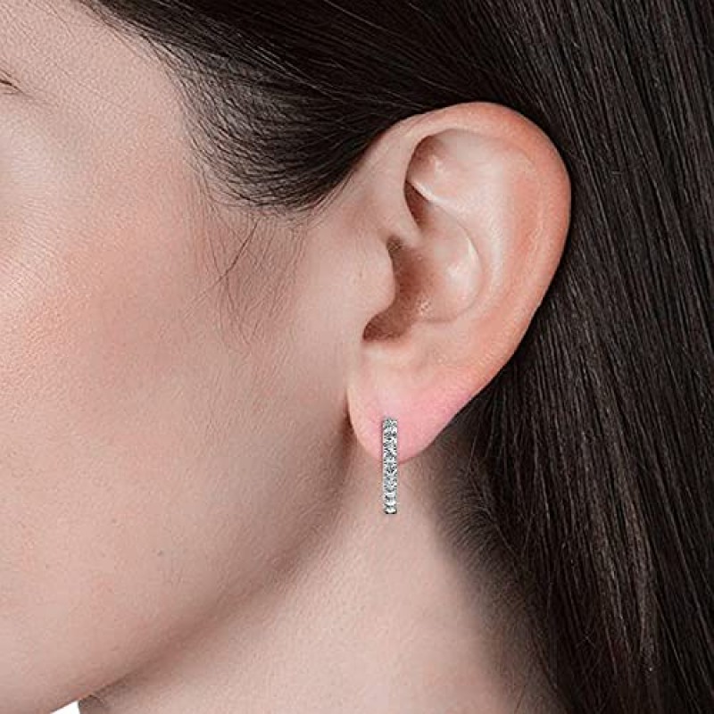 Cate & Chloe Waverly 케어프리 18k 화이트 골드 도금 샹들리에 크리스털 후프 귀걸이