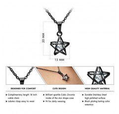 555Jewelry 여성용 스테인레스 스틸 스타 큐빅 지르코니아 최소 펜던트 목걸이