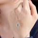 Newshe 여성 제작 블루 사파이어 화이트 Cz 925 스털링 실버 보석 펜던트 체인 목걸이 18"