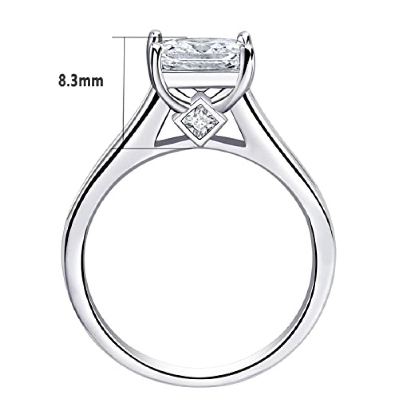 Newshe 여성을위한 결혼 반지 약혼 반지 세트 공주 925 스털링 실버 Cz 1.8Ct 크기 4-13