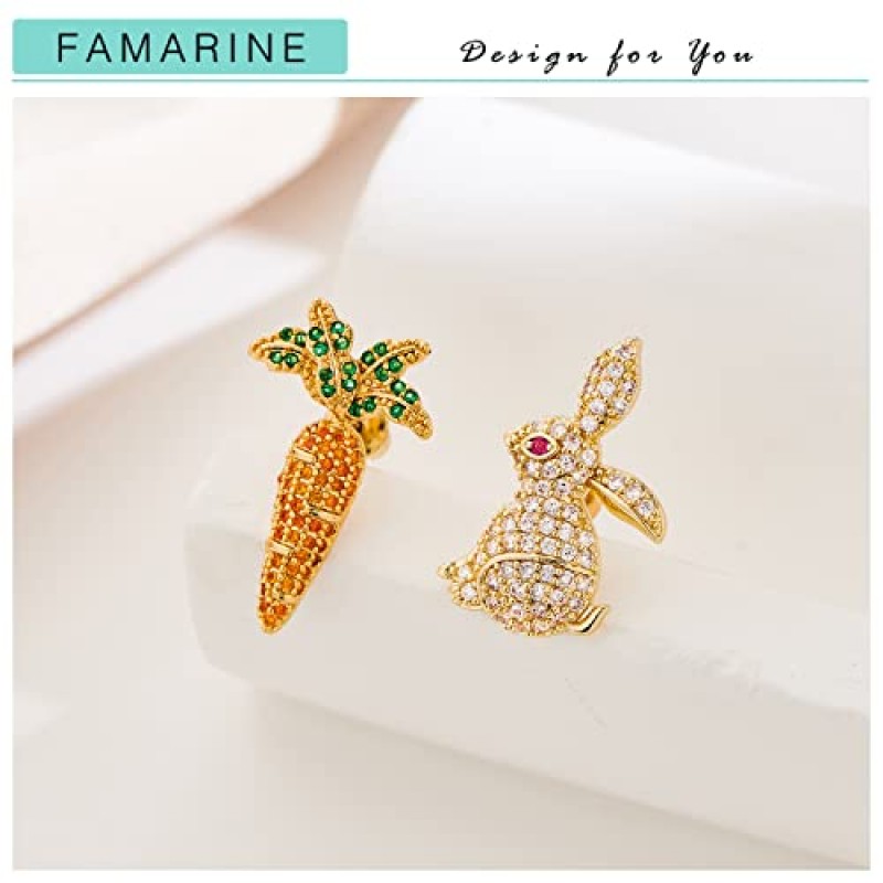 FAMARINE 부활절 귀걸이 토끼 스터드 귀걸이 귀여운 재미 있은 토끼 매달려 귀걸이 여성 선물 용품