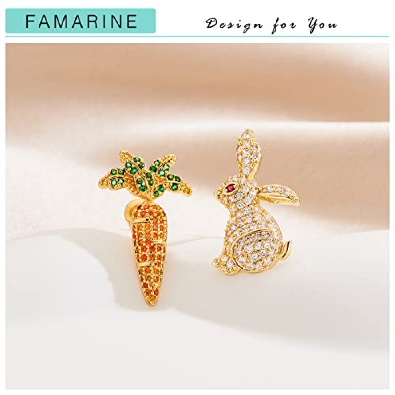 FAMARINE 부활절 귀걸이 토끼 스터드 귀걸이 귀여운 재미 있은 토끼 매달려 귀걸이 여성 선물 용품