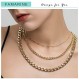 FAMARINE 14K 골드 도금 체인 목걸이 여성용 다층 체인 쿠바 링크 클립 체인 목걸이 계층화 된 목걸이 세트 여성용 선물