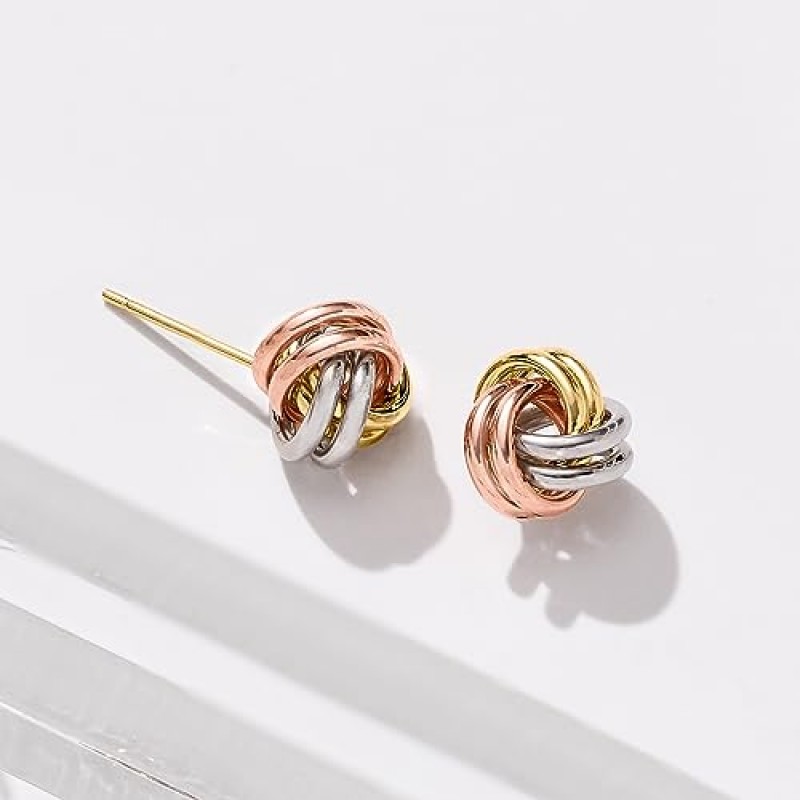 Ross-Simons 14K 삼색 골드 러브 매듭 이어링